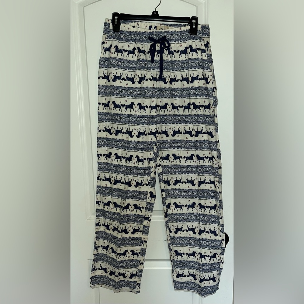 Blue mountain horse pajama pants, small